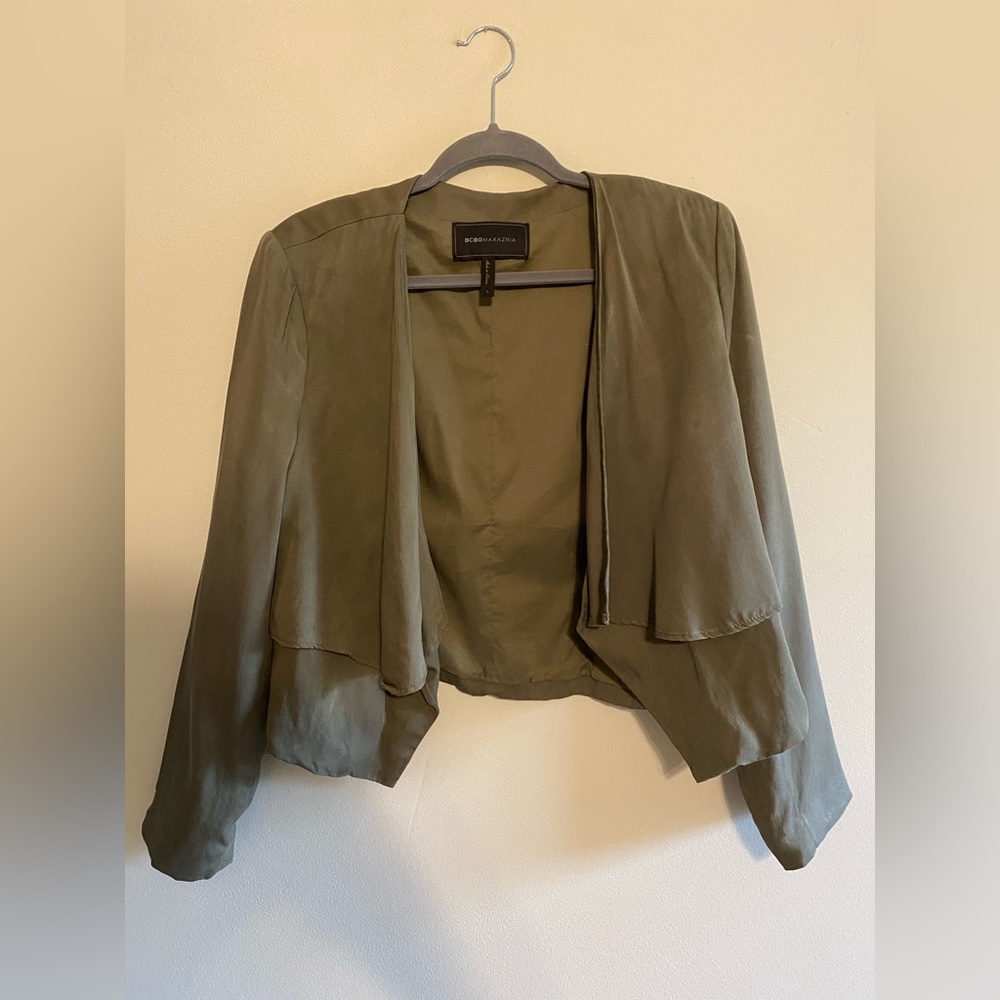 Green BCBG Cropped Jacket - Army Green - Size Large